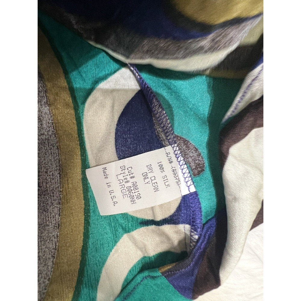 Sky Silk Halter Top Blue Jewel Accents Resort Night Club Multicolor Swirl L - Picture 10 of 10
